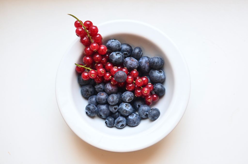 blueberries and red currants